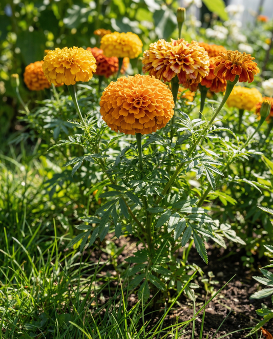 Afrikanische Studentenblume Sunset Giants Mixed (Tagetes erecta) – Bio-Blumensamen, einjährig, von SeedsChoice