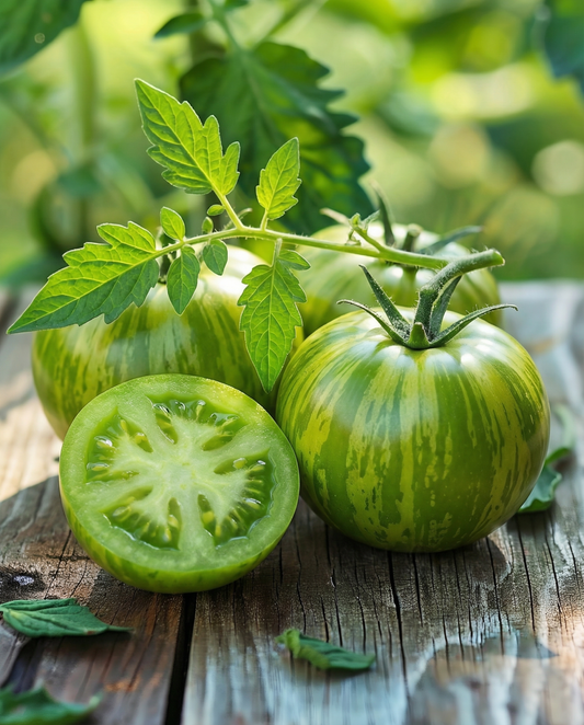 Tomato Green Zebra (Solanum lycopersicum) – organic annual vegetable seeds from SeedsChoice