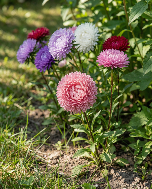 Aster Pompon Mixed (Callistephus chinensis) – einjährige Mischung Samen von SeedsChoice