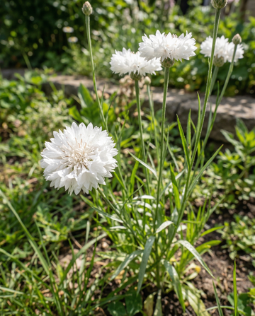 Cornflower White Ball (Centaurea cyanus) – annual flower seeds from SeedsChoice