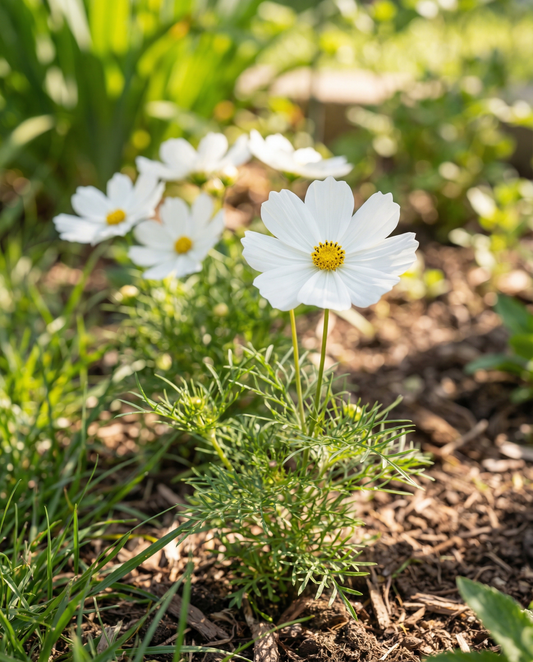 Hummingbird White (Cosmos bipinnatus) – annual flower seeds from SeedsChoice