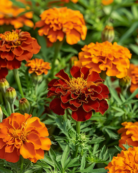 French Marigold Seeds Carmen Tagetes Patula Annual Flower Variety
