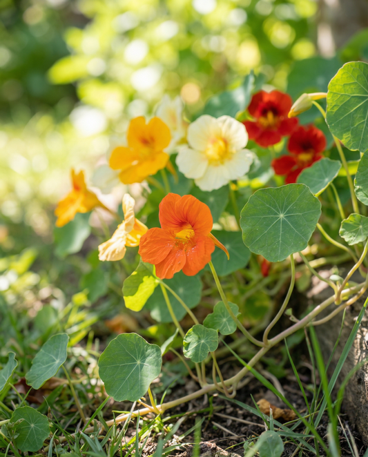 Nasturtium Single Flowered Mixed (Tropaeolum majus) – annual flower seeds from SeedsChoice