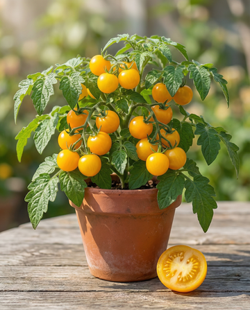 Dwarf Cherry Tomato Gourmandise Yellow (Solanum lycopersicum) – annual vegetable seeds from SeedsChoice