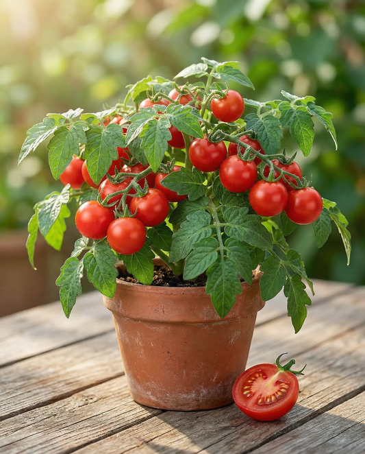 Dwarf Cherry Tomato Tiny Tim (Solanum lycopersicum) – annual vegetable seeds from SeedsChoice