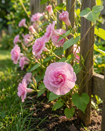Climbing Double Rose Climber Pink (Ipomoea tricolor) – annual climber seeds from SeedsChoice