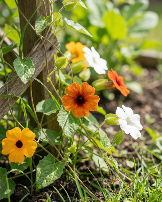 Black Eyed Susan Vine (Thunbergia alata) – annual mix seeds from SeedsChoice