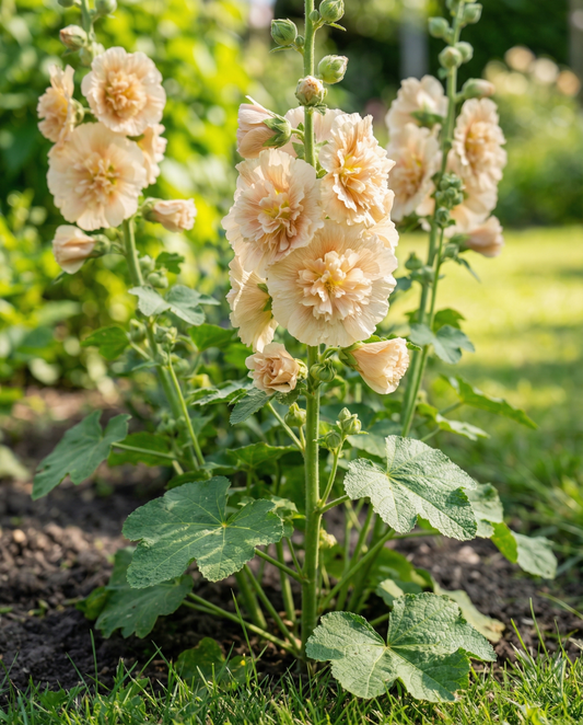 Stockrose Majorette Champagne (Alcea rosea) – einjährige Samen von SeedsChoice