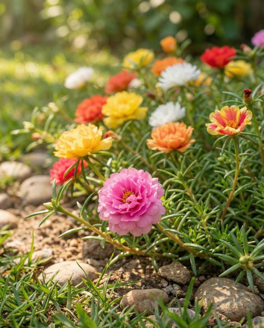 Double Mixed Rock Garden (Portulaca grandiflora) – annual flower seeds from SeedsChoice