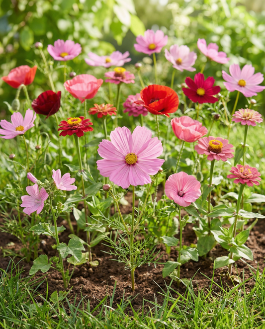 Sommerblumen Pink Red Garden Mix Blend – einjährige Blumensamen von SeedsChoice