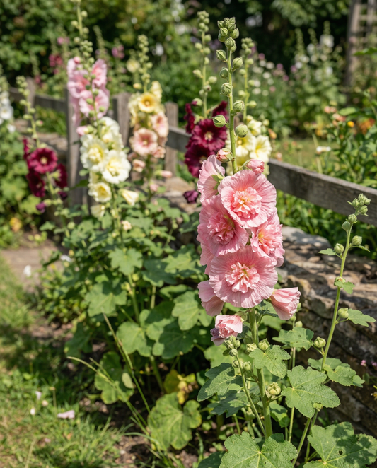 Stockrose Chater Double Mixed (Alcea rosea) – zweijährige Sortenmischung Samen von SeedsChoice