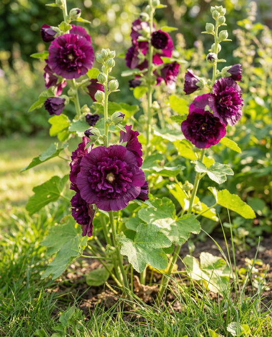 Stockrose Chater's Deep Purple (Alcea rosea) – zweijährige Samen von SeedsChoice