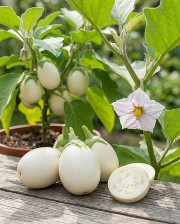 Aubergine White Egg (Solanum melongena) – einjährige Gemüsesamen von SeedsChoice