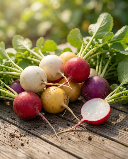 Radish Round Mix (Raphanus sativus) – annual vegetable seeds from SeedsChoice