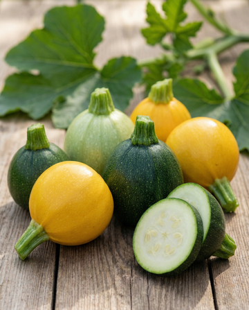 Round Zucchini F1 Mixed Colours (Cucurbita pepo) – annual mix seeds from SeedsChoice