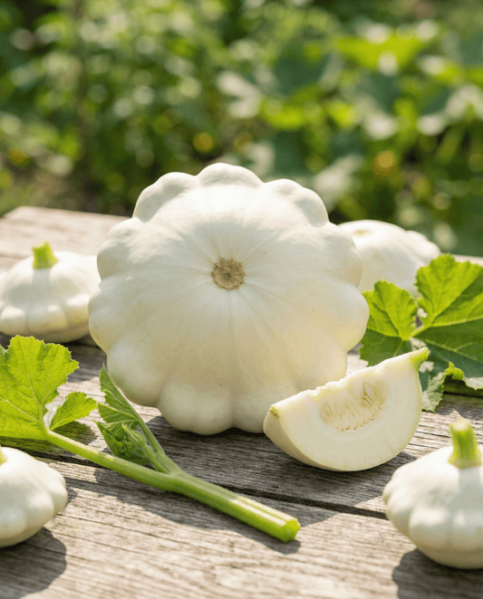 Patisson Squash Custard White (Cucurbita pepo) – annual vegetable seeds from SeedsChoice