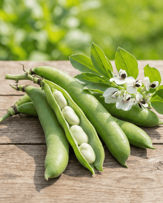Broad Bean Threefold White (Vicia faba) – annual vegetable seeds from SeedsChoice