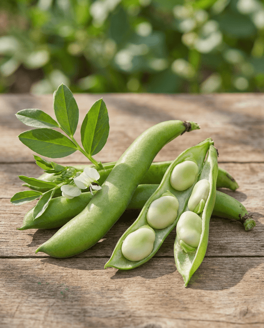 Broad Bean Threefold White 100g (Vicia faba) – annual vegetable seeds from SeedsChoice