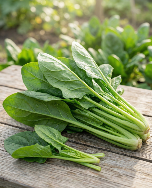 Spinach Breedblad Scherpzaad Broad Leaf (Spinacia oleracea) – annual vegetable seeds from SeedsChoice